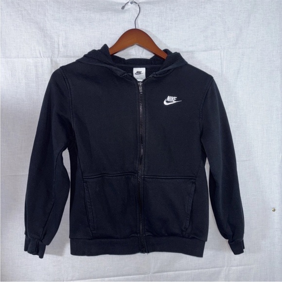 Nike Other - Nike Kids Black Zip Hoodie Size Large Fleece Sweatshirt Swoosh Logo